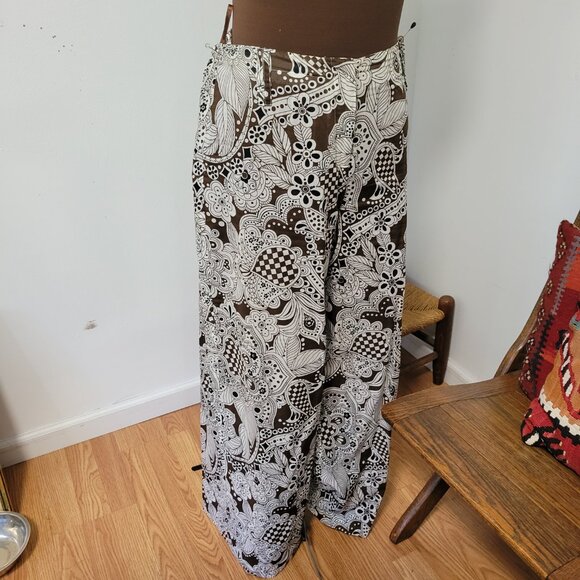 Super cool ATW Claude brown 100% Funky Wide Leg Graphic Pants - Picture 4 of 7